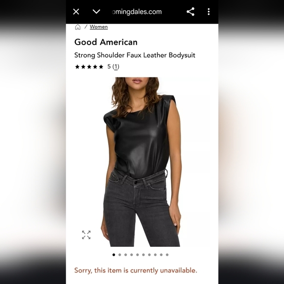 Good American Strong Shoulder Faux Leather Bodysuit - Picture 2 of 8